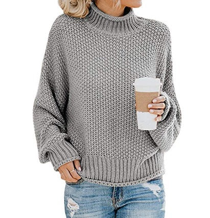 Damen Strickpullover – Grobstrick – Rollkragen – Lockerer Sitz – Lange Ärmel