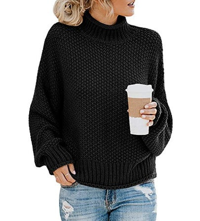 Damen Strickpullover – Grobstrick – Rollkragen – Lockerer Sitz – Lange Ärmel