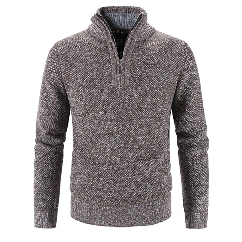 Herren Strickpullover – Halb-Zip – Hoher Kragen – Wärmend & Bequem – Regular Fit