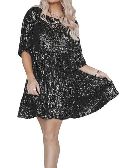 Pailletten Oversized Kleid für Damen – Glitzerndes Partykleid