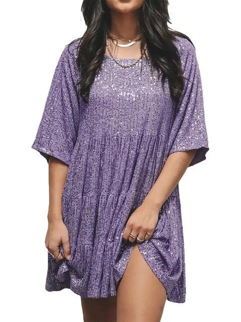 Pailletten Oversized Kleid für Damen – Glitzerndes Partykleid