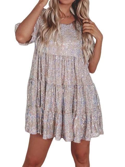 Pailletten Oversized Kleid für Damen – Glitzerndes Partykleid