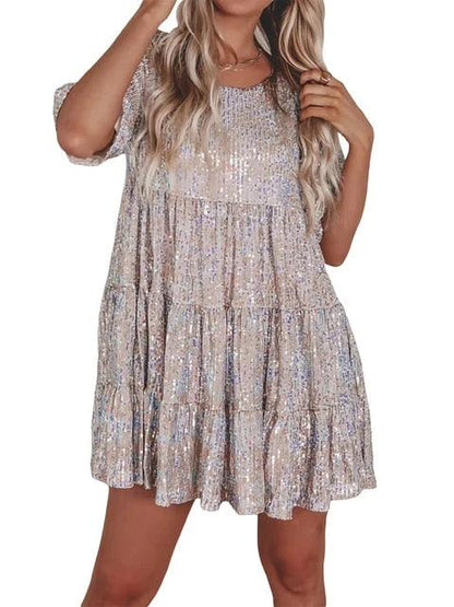 Pailletten Oversized Kleid für Damen – Glitzerndes Partykleid