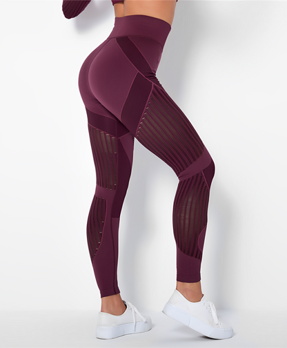 Damen Sport-Leggings – Hoher Bund – Mesh-Einsätze – Atmungsaktiv & Figurbetont