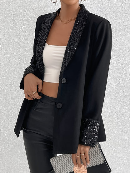 Einreihiger blazer mit langen ärmeln und einfarbigem schnitt für damen