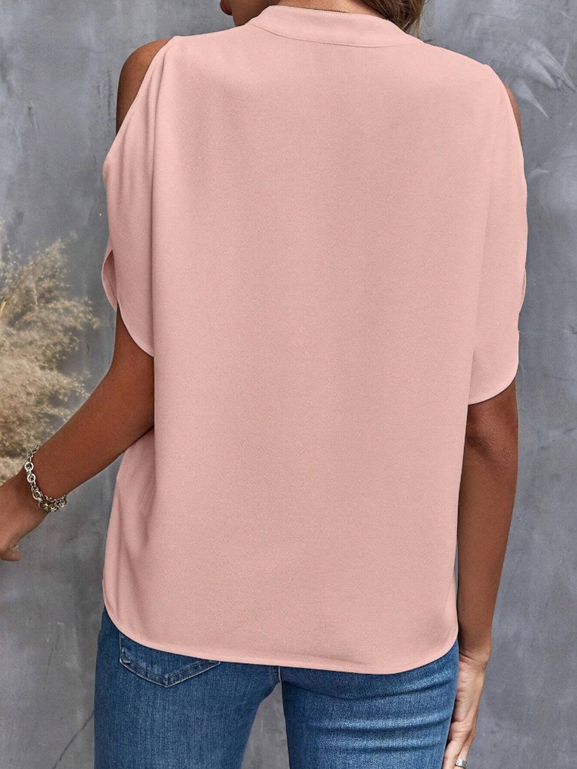 Elegante Damen Bluse mit Offener Schulter und Halben Ärmeln