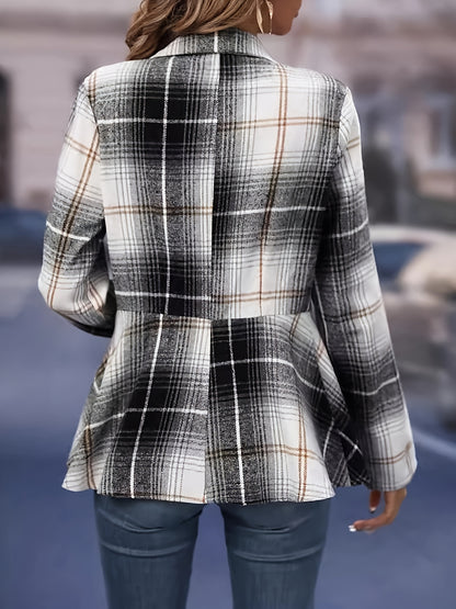 Schicke karierte button-up-jacke für damen