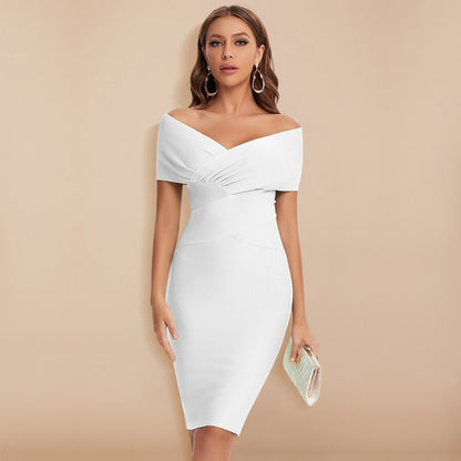 Damen Off-Shoulder Bandage Kleid – Elegantes Bodycon Sommerkleid