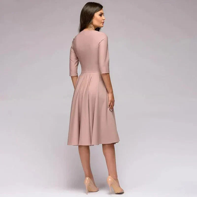 Elegante Midi Kleid mit Schleifendetail für Damen