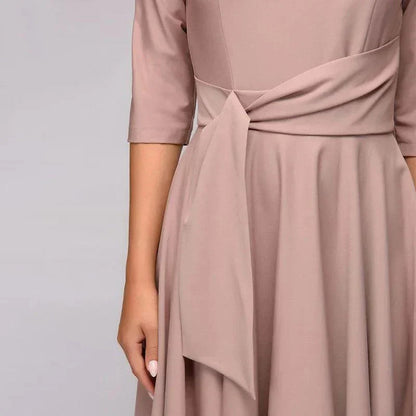 Elegante Midi Kleid mit Schleifendetail für Damen