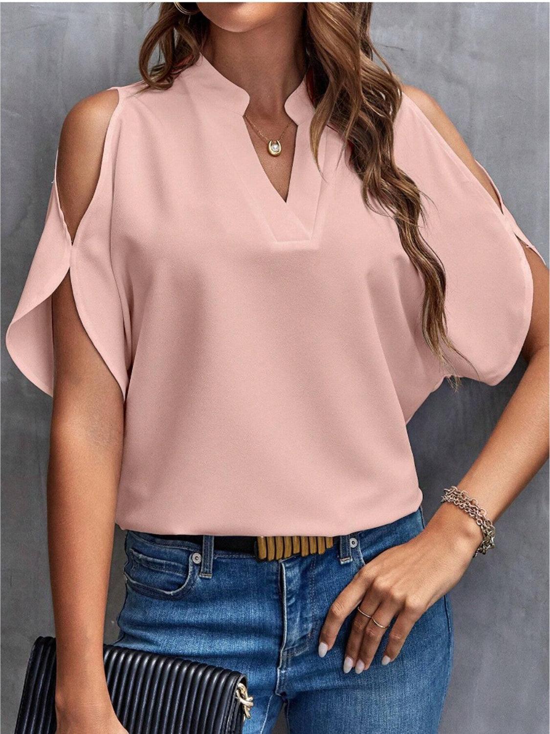 Elegante Damen Bluse mit Offener Schulter und Halben Ärmeln