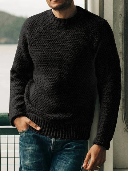 Herren Strickpullover - Rundhals - Strukturmuster - Gerippte Bündchen - Bequeme Passform