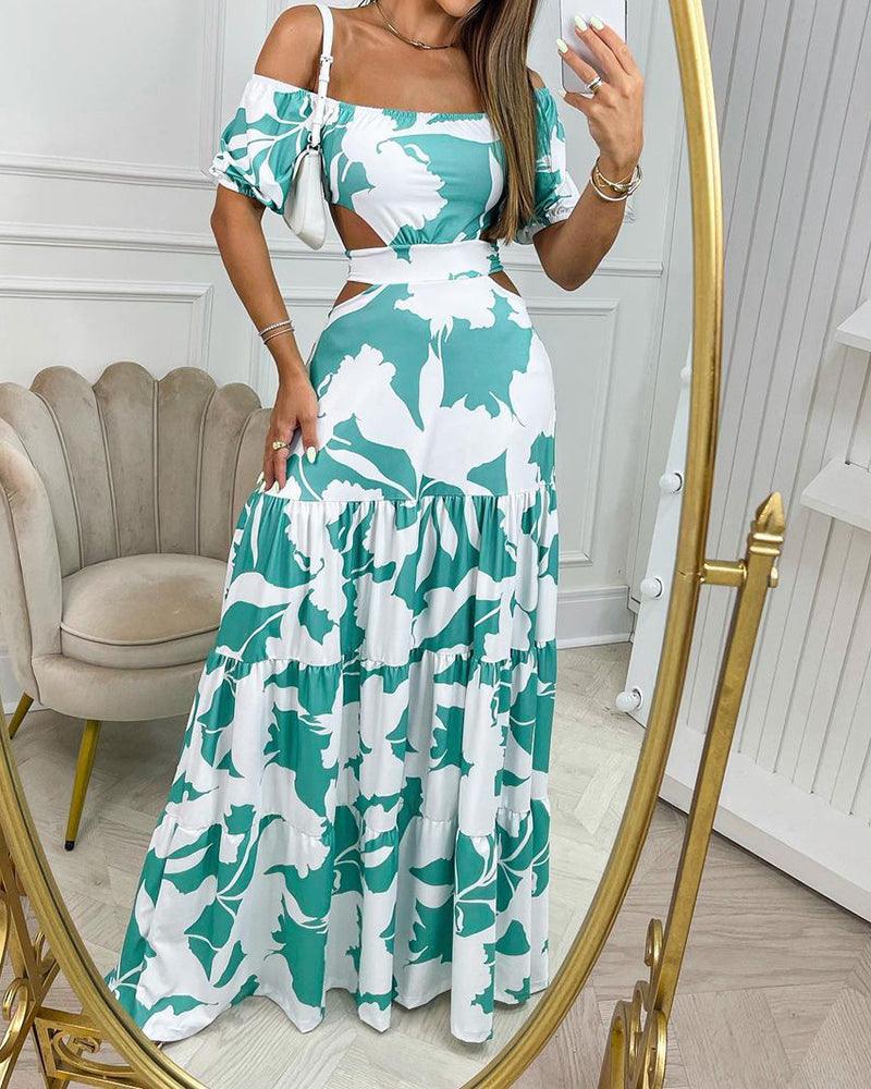 Maxikleid für Damen mit Print und Cut-Outs