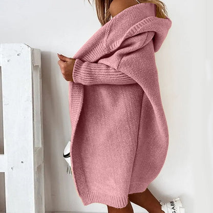 Damen Strick-Cardigan – Oversized Passform – Mit Kapuze – Lange Ärmel – Gemütlich