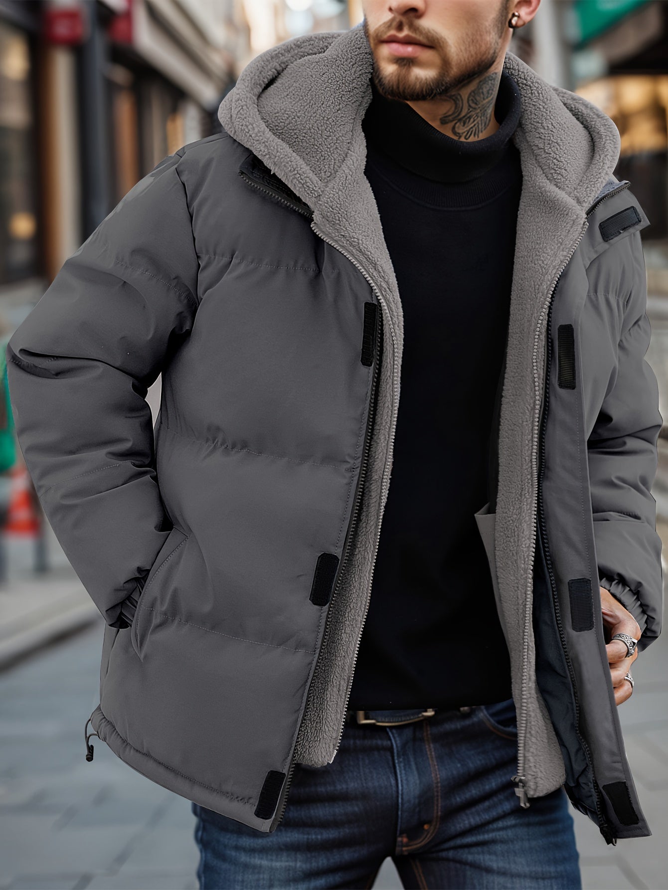 Herren Winterjacke - Wasserabweisend & Gefüttert - Parka mit Kapuze & Taschen