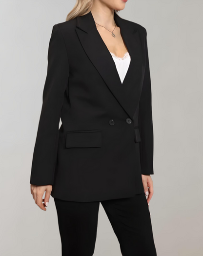 Damen Blazer - Doppelreihig & Oversized - Eleganter Longline-Schnitt - Strukturierter Look