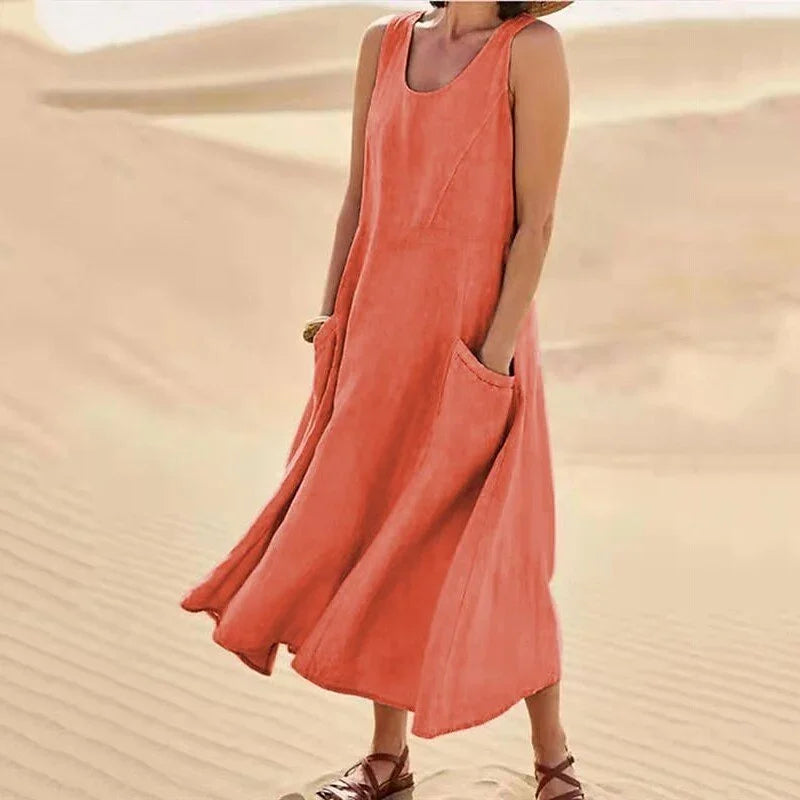 Lange Damen Sommerkleid - Elegantes Maxikleid mit Ärmeln