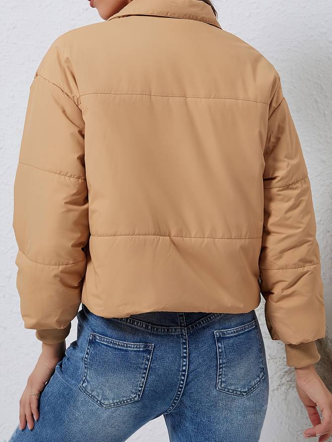 Damen Steppjacke – Warm Gefüttert – Boxy Schnitt – Stehkragen – Reißverschluss