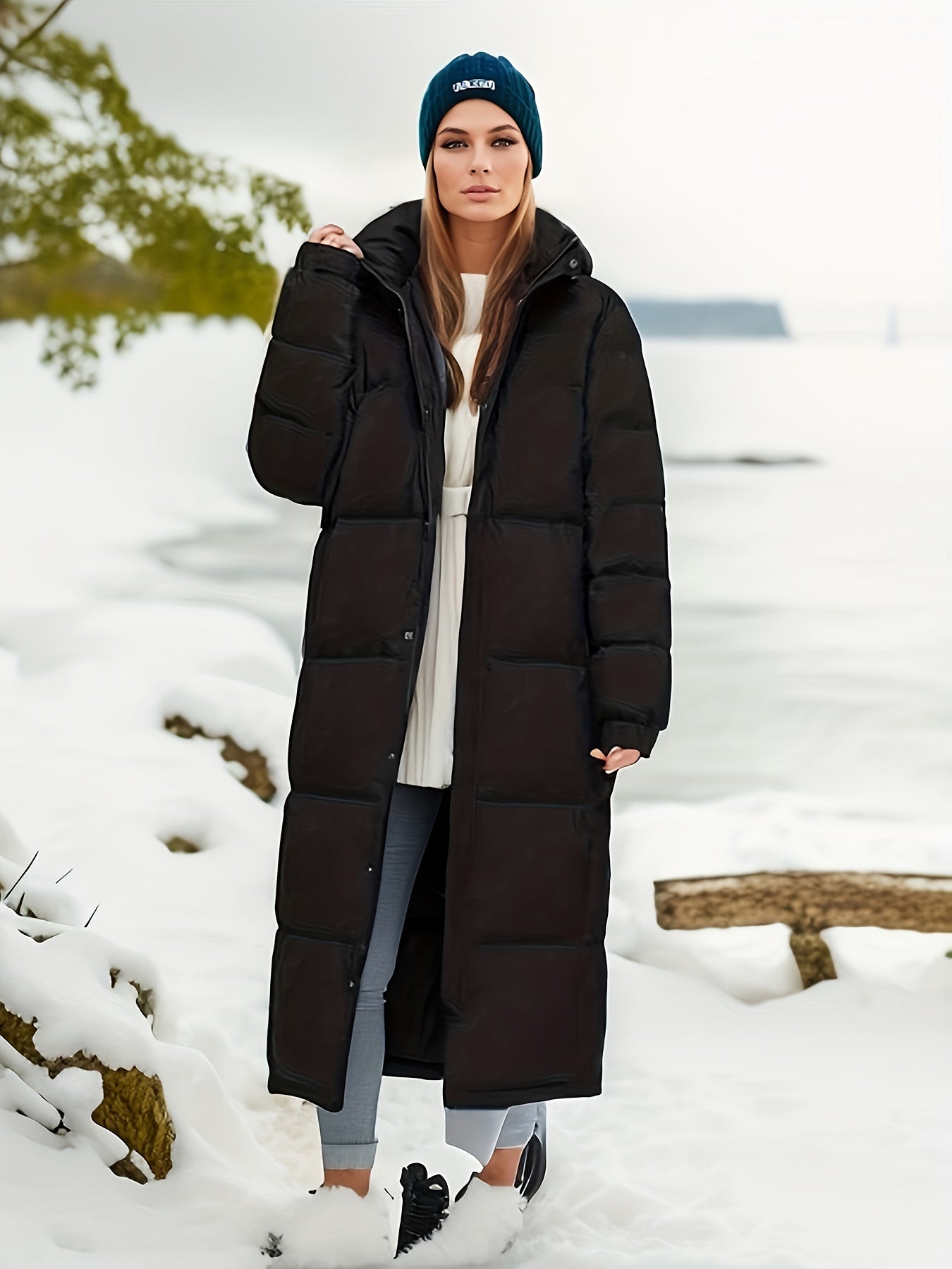 Langer Daunenparka für Damen – Warm & Wasserdicht für den Winter