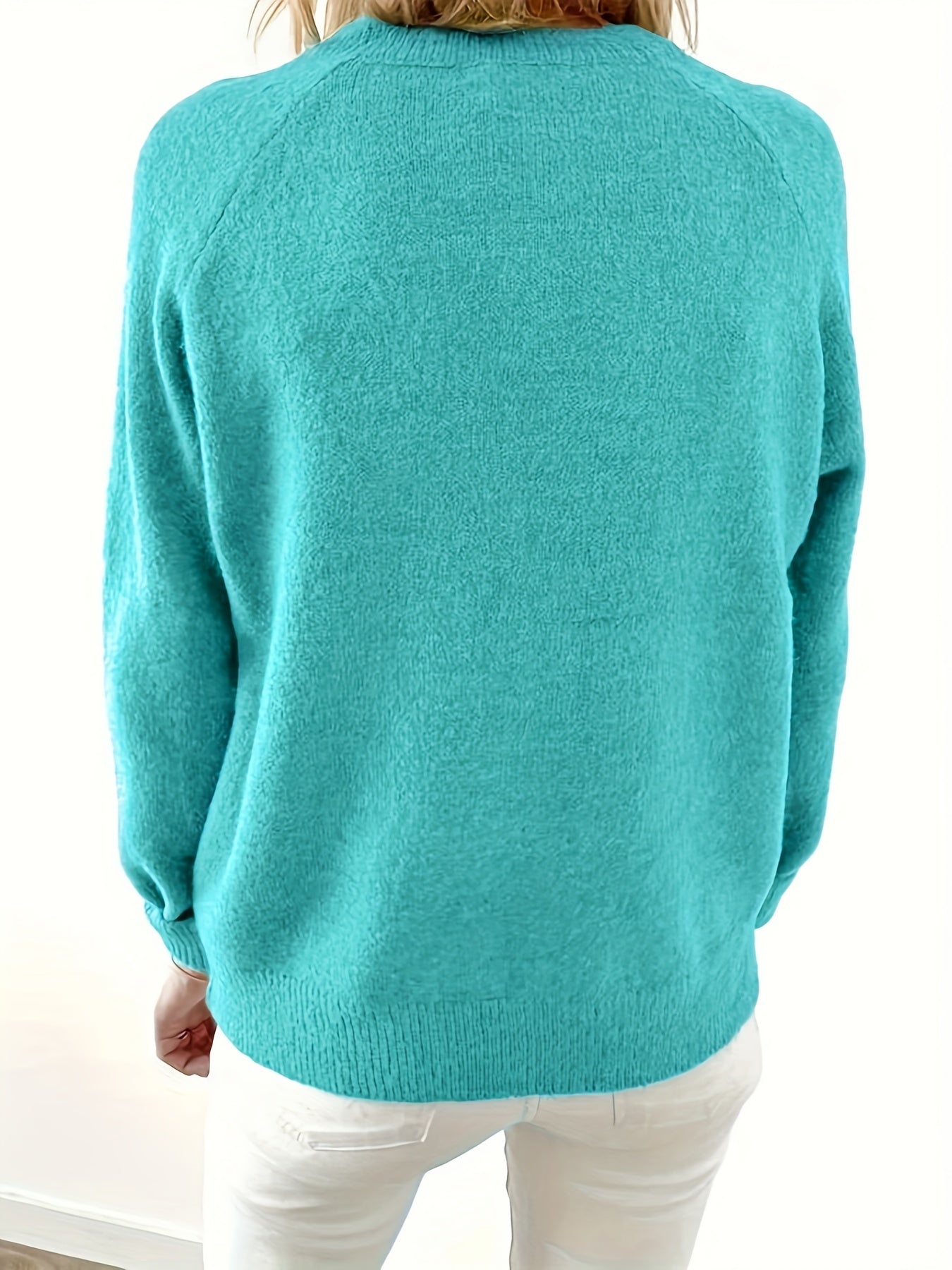 Damen Pullover – Weiches Strickmaterial – Henley-Ausschnitt – Lange Ärmel