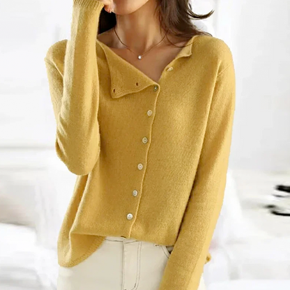 Damen Strick-Cardigan – Weiches Material – V-Ausschnitt – Knopfleiste – Lange Ärmel