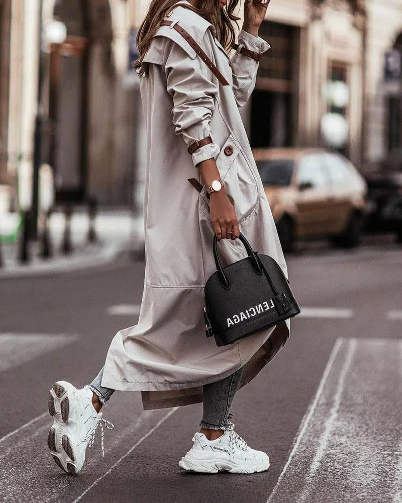 Chique Lange Wasserabweisende Damenjacke – Eleganter Stil für Frühling und Herbst