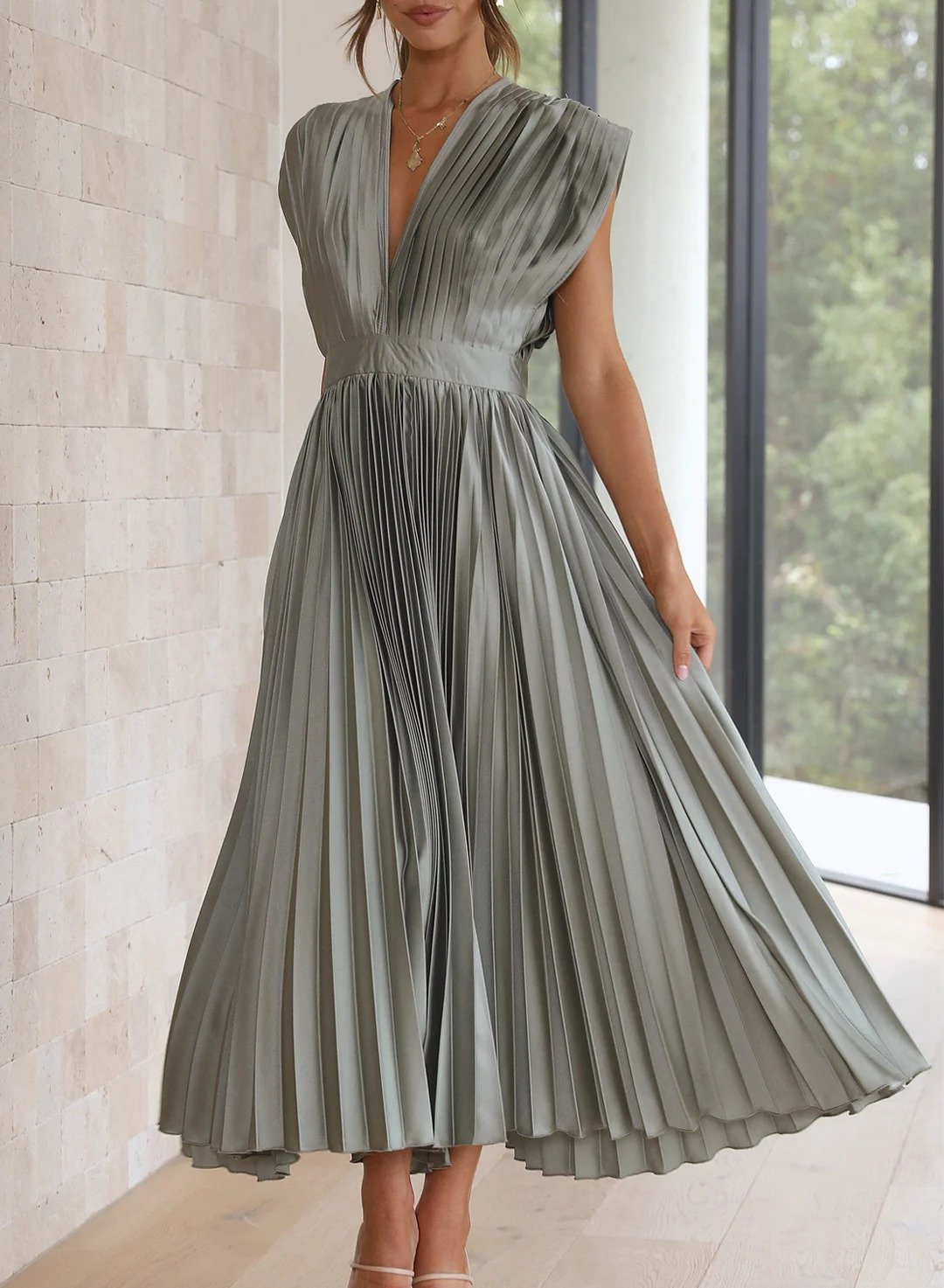 Damen Sommerkleid mit Rundhalsausschnitt - Charmantes Freizeitkleid