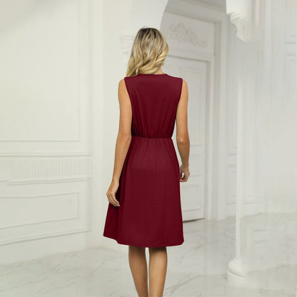 Damen Sommerkleid Kurzarm – Klassisches Freizeitkleid Baumwollmix