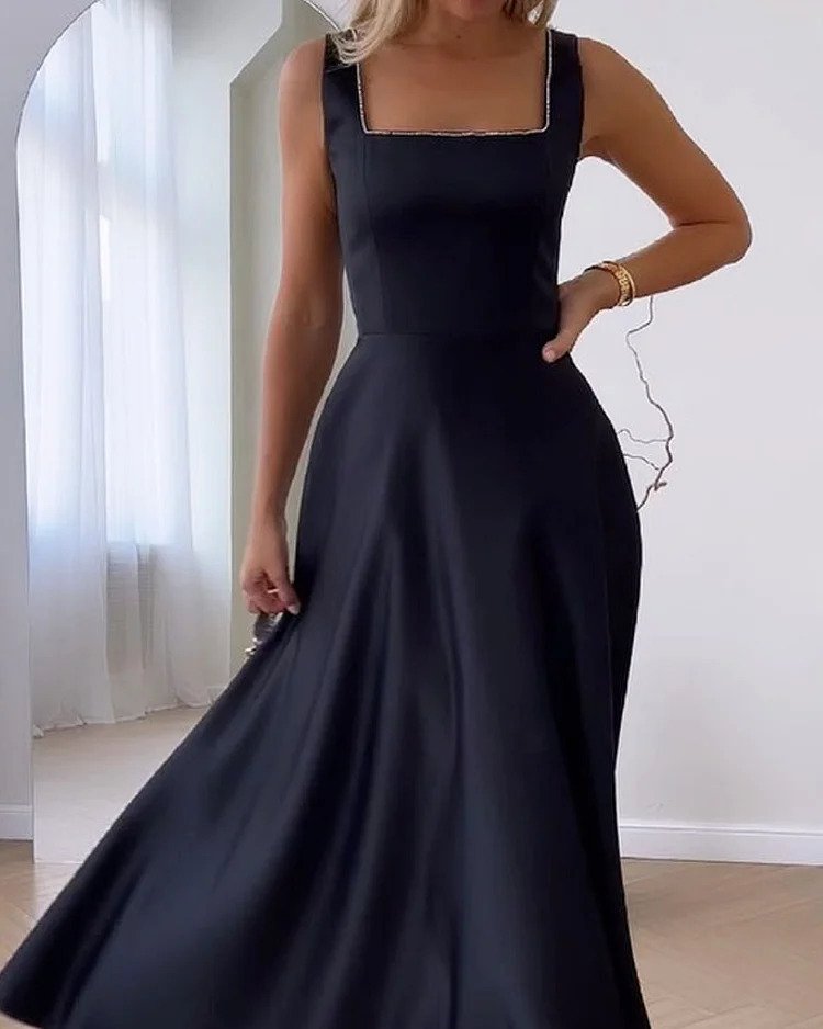 Damen Sommerkleid Kurzarm Klassisch Elegant - Leichtes Freizeitkleid