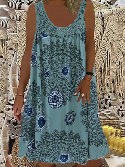 Maxi Tankkleid Damen mit Rundhalsausschnitt und Blumenprint