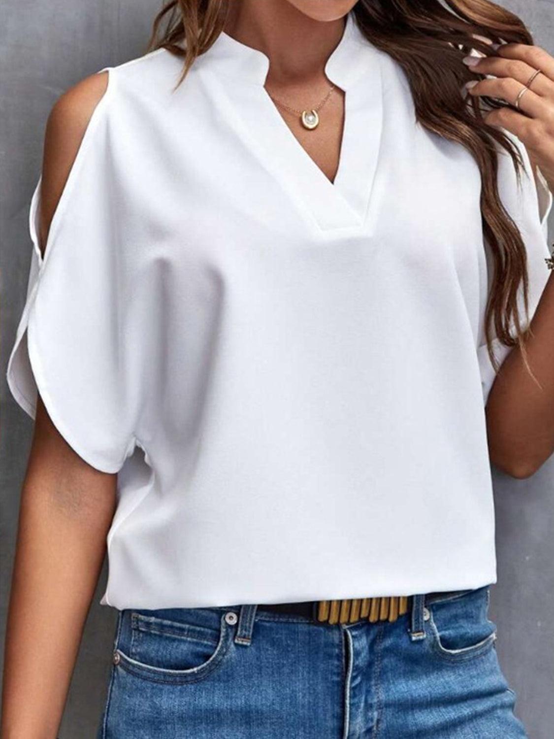 Elegante Damen Bluse mit Offener Schulter und Halben Ärmeln