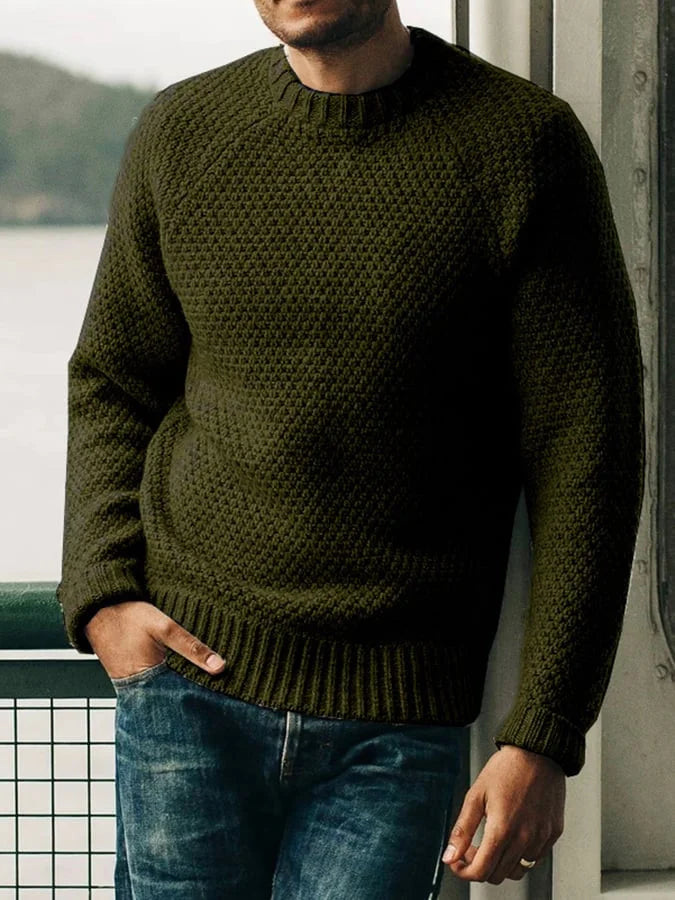 Herren Strickpullover - Rundhals - Strukturmuster - Gerippte Bündchen - Bequeme Passform