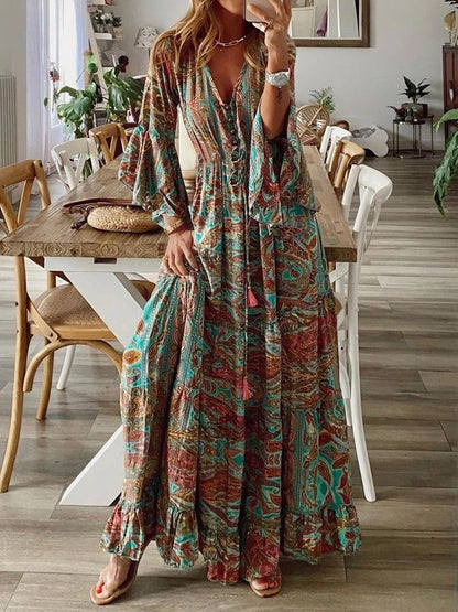 Boho Maxi Kleid Sommer Damen – Luftig und Atmungsaktiv