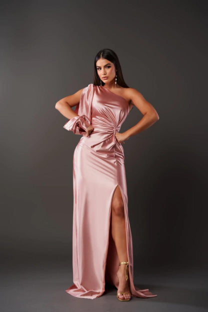 Elegantes Abendkleid für Damen – Bodenlanges Kleid aus Satin