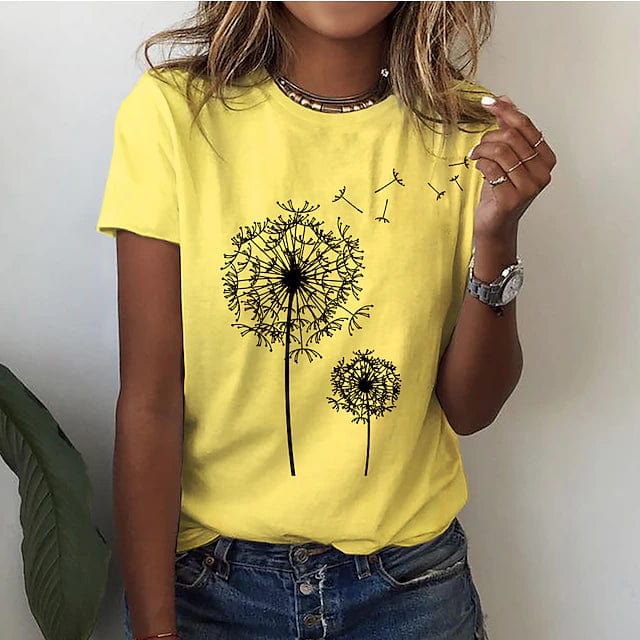 Damen T-Shirt aus Baumwolle mit Löwenzahn-Motiv