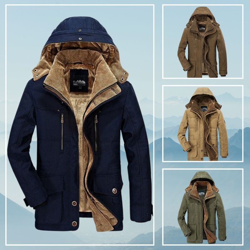 Herren Winterjacke mit Fellfutter | Wasserdicht & Warm für Outdoor-Aktivitäten