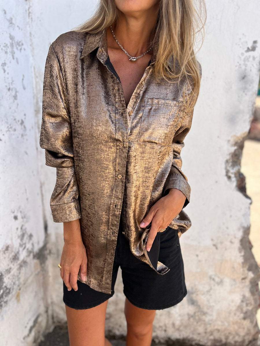 Stylisches metallic-top für damen