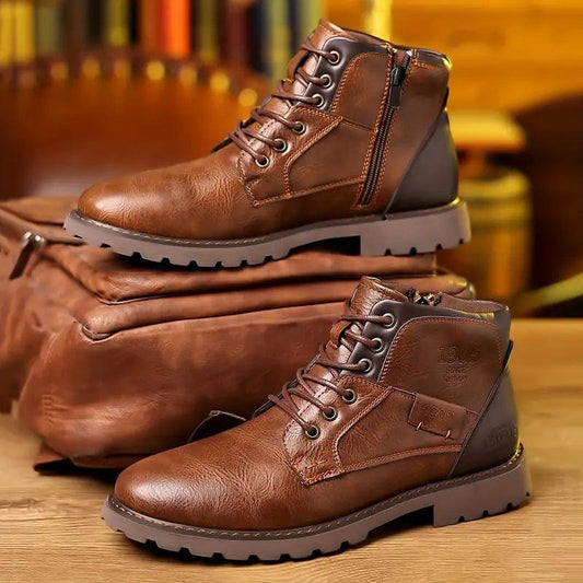 Herren Leder Stiefeletten mit Reißverschluss – Elegante Ankle Boots