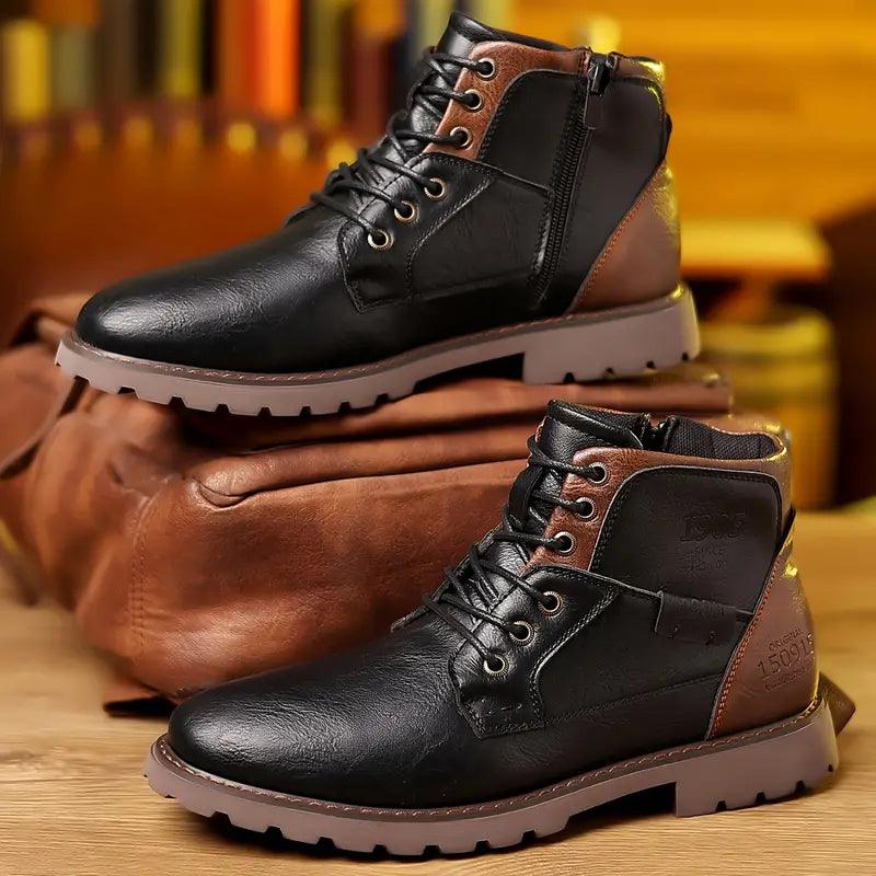 Herren Leder Stiefeletten mit Reißverschluss – Elegante Ankle Boots