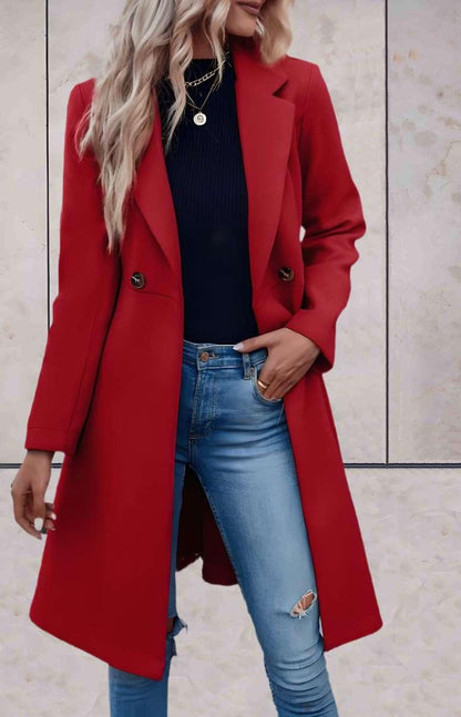 Damen Trenchcoat - Doppelreihig mit Gürtel - Knielang - Eleganter Tailored Fit