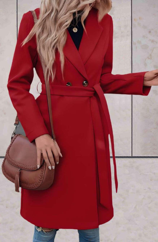 Damen Trenchcoat - Doppelreihig mit Gürtel - Knielang - Eleganter Tailored Fit