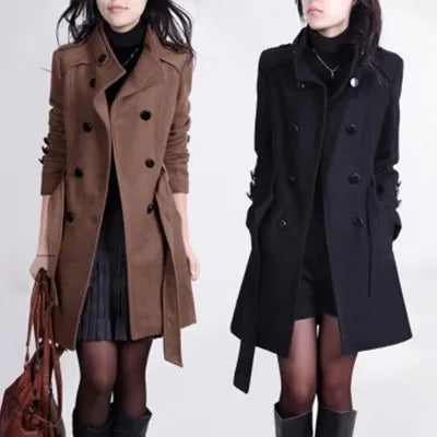 Damen Trenchcoat – Doppelreihig – Taillierter Schnitt mit Gürtel – Klassischer Look