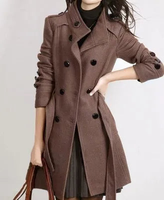 Damen Trenchcoat – Doppelreihig – Taillierter Schnitt mit Gürtel – Klassischer Look