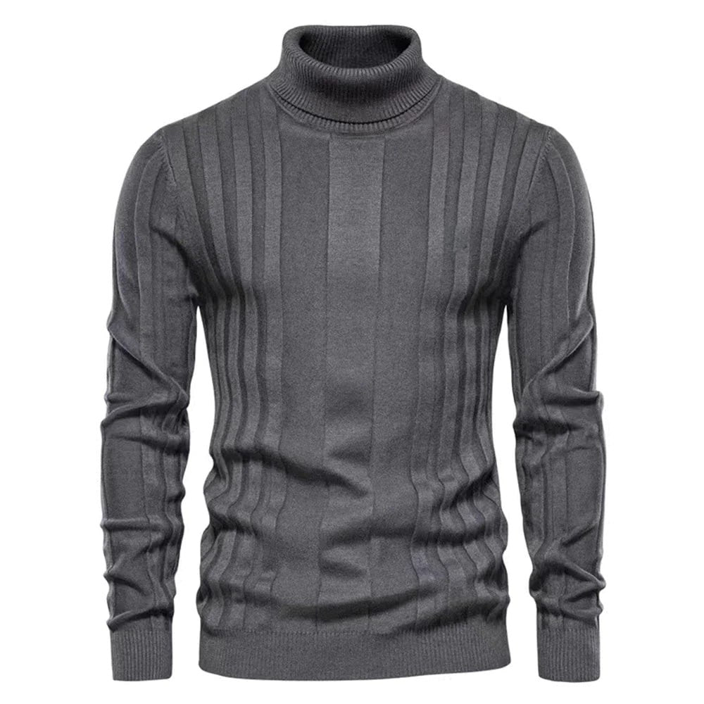 Herren Rollkragenpullover – Gerippter Strick – Langarm – Eleganter Klassiker