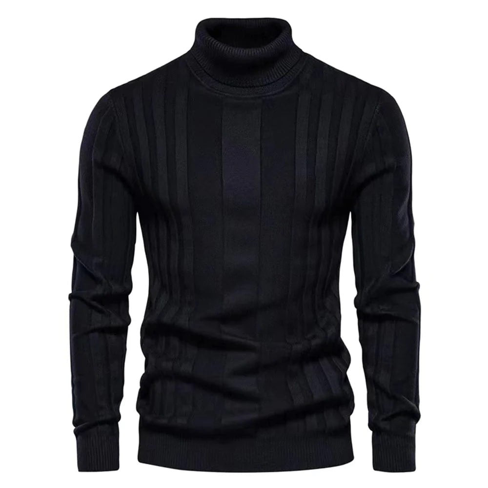 Herren Rollkragenpullover – Gerippter Strick – Langarm – Eleganter Klassiker