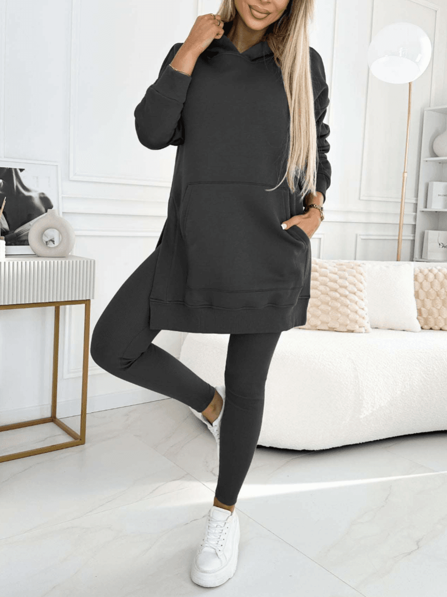 Damen Oversize Hoodie & Leggings Set – Bequemer Freizeit-Look – Weich & Dehnbar