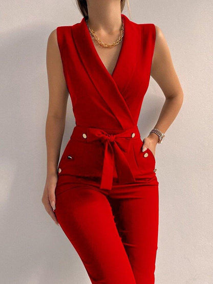 Eleganter ärmelloser Damen-Jumpsuit mit weitem Bein