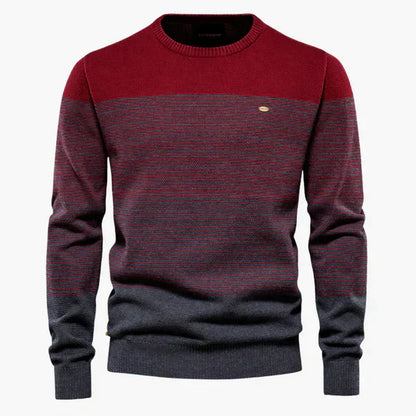 Herren Strickpullover – Gestreiftes Design – Rundhals – Klassische Passform – Gerippte Abschlüsse