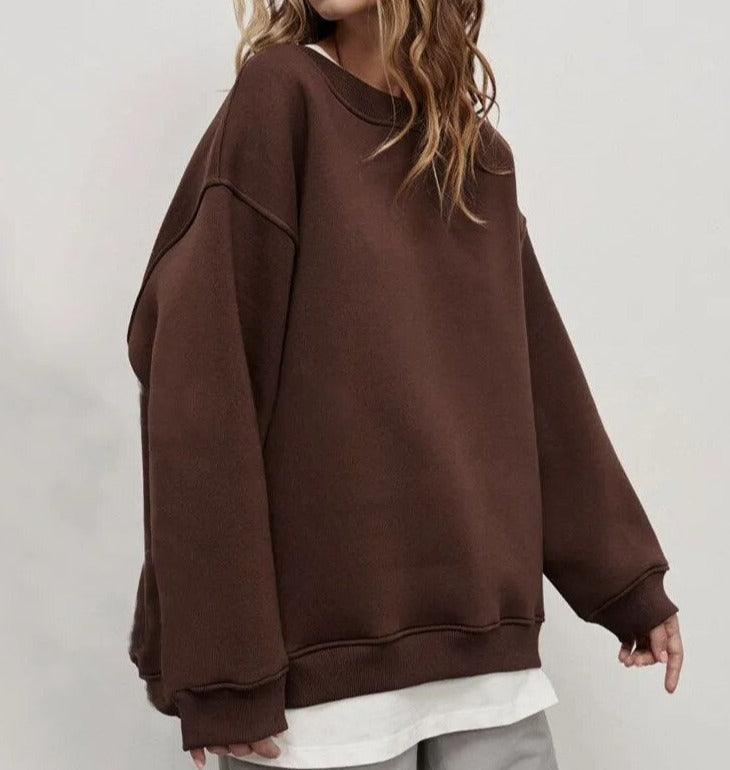 Damen Oversize Sweatshirt – Lockerer Fit – Rundhals – Lange Ärmel – Bequem & Casual